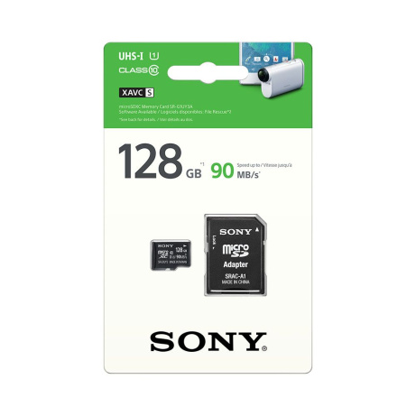 SONY microSD karta 128GB, class10, 90MB/s, adapter