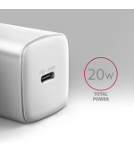 AXAGON ACU-PD20W, nabíječka do sítě 20W, 1x port USB-C, PD3.0/PPS/QC4+/AFC/Apple, bílá