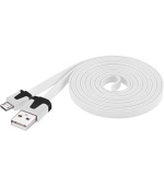 PremiumCord Kabel micro USB 2.0, A-B 2m, plochý PVC kabel, bílý