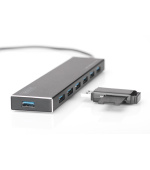 DIGITUS Hub USB 3.0, 7 portů vč. Napájecí zdroj 5V / 3,5A Hliníkový kryt