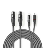 Nedis COTH15230GY30 - XLR Audiokabel | 2x XLR 3pinová Zásuvka – 2x RCA Zástrčka | 3 m | Šedá barva