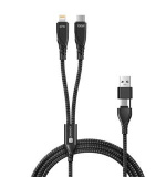 CONNECT IT Wirez 4in1 1x USB-C, 1x Lightning, 1,25 m, ČERNÝ