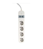 GEMBIRD chytrá prodlužovačka s USB nabíječkou, 4 zásuvky, bílá