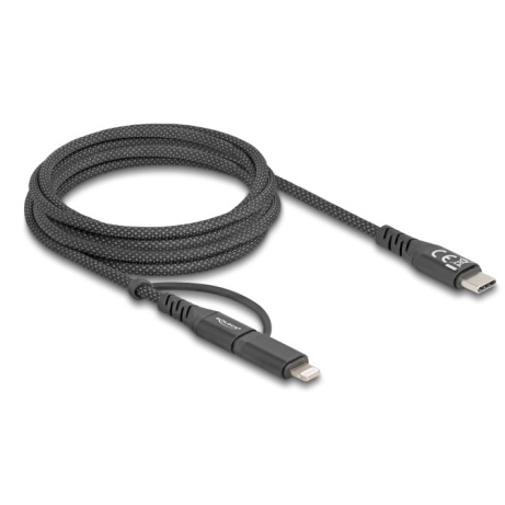 Delock Kabel USB 2 v 1, z rozhraní USB Type-C™ na USB Type-C™ / Lightning™, pro iPhone™ a iPad™, 2 m, MFi, 60 W
