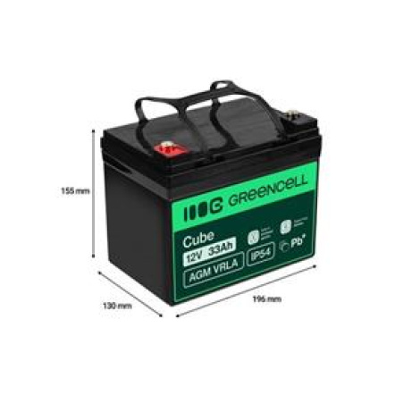 Green Cell AGM VRLA IP54 12V 33Ah baterie pro sekačky na trávu, skútry, lodě, invalidní vozíky