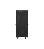 LANBERG Volně stojící skříň 19" 27U/600x600 (v rozloženém stavu) síťované dveře LCD černá (RAL9004)
