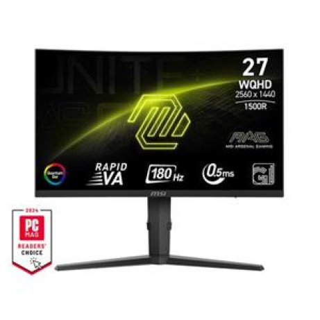 MSI Gaming monitor MAG 275CQRF QD E2 27" Rapid VA zakřivený/2560x1440 WQHD/180Hz/0,5ms/2xHDMI/DP/USB-A,B,C/Výšk.nast./černá