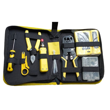 W-Star Sada nářadí pro síťaře WS5008, 10 kusů, tester RJ45, narážeč, kleště RJ45 RJ11,12