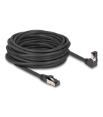 Delock Síťový kabel RJ45 Cat.8.1 S/FTP, zalomený dolů o 90° / přímý, 10 m, černý