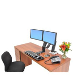 ERGOTRON WorkFit-A, Dual Display, Polished aluminum, nastavitelný stolní držák pro dva monitory , kláv.