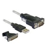 Delock Adaptér z USB 2.0 Typu-A na 1 x sériové rozhraní RS-232 D-Sub 9 + adaptér D-Sub 25