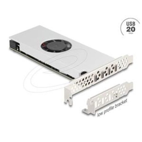 Delock karta PCI Express x16 se 4 x porty USB 20 Gbps USB Type-C™, s ventilátorem, chladičem, Low profile