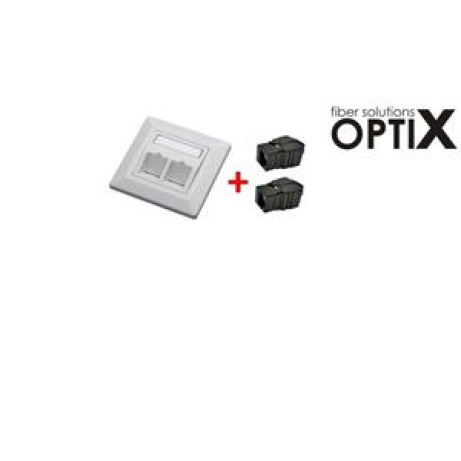 OPTIX UTP zásuvka OPTIX cat6, 2 keystony pod omítku, černý