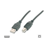Digitus USB kabel A/samec na  B/samec, 2x stíněný, černý, 3m