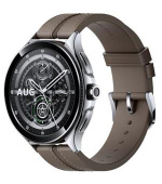 Xiaomi Watch 2 Pro - 4G LTE Silver Case with Brown Leather Strap