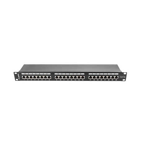 LANBERG PATCH PANEL 24 PORTŮ 1U 19" CAT.5E FTP STÍNĚNÝ ČERNÝ