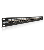 Patch panel průchozí STP stíněný pro montáž do racku 1U, 24x Cat6/Cat5, RJ45 Ethernet
