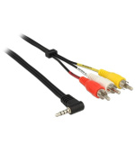 Delock Cable Stereo jack 3.5 mm 4 pin male angled > 3 x RCA male 1.5 m