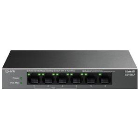 TP-Link LS106LP Switch 2x LAN, 4x LAN s PoE, 41W