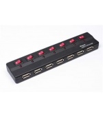 PremiumCord USB 2.0 HUB 7-portový s ext. napájením a vypínači portů