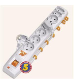 Acar P7 1.5m kabel, 5+2 zásuvek, přepěťová ochrana, bílá