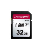 Transcend 32GB SDHC420T UHS-I U1 (Class 10) V10 A1 3K P/E 3D TLC paměťová karta, 100MB/s R, 85MB/s W, černá