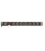 Gembird PDU, 8 českých zásuvek, 1U, 16A, Schuko zástrčka, kabel 3m