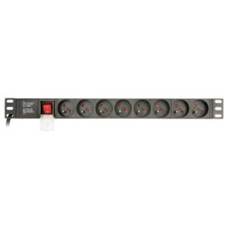 Gembird PDU, 8 českých zásuvek, 1U, 16A, Schuko zástrčka, kabel 3m
