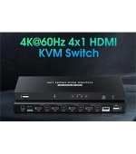 PremiumCord 4K@60Hz HDMI2.0 KVM switch 4:1 s dálkovým ovladačem