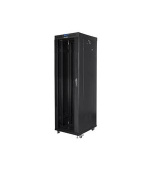 LANBERG Volně stojící skříň 19" 42U/600x800 (v rozloženém stavu) skleněné dveře LCD černá (RAL9004)