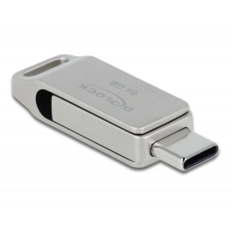 Delock Flash disk USB 3.2 Gen 1, USB-C™ + Typ-A, 64 GB - kovový kryt