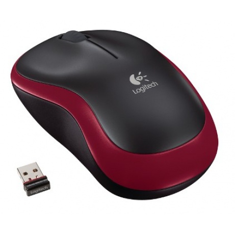 Logitech M185 nano/Kancelářská/Optická/1 000 DPI/Bezdrátová USB/Červená