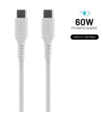 Liquid silicone kabel FIXED s konektory USB-C/USB-C a podporou PD, 1.2m, USB 2.0, 60W, bílý