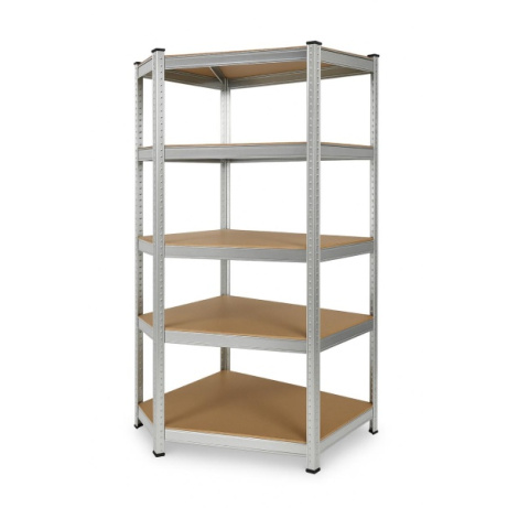 Rohový regál 180x90x90 - pozinkovaný - 5 polic