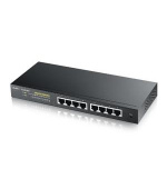 Zyxel GS1900-8HP, 8-port GbE L2 PoE Smart Switch, 802.3at, desktop, fanless, 77 Watt