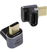 PremiumCord zahnutý 90° Adaptér USB-C Female - USB-C Male 40Gbps Aluminium