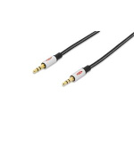 Ednet Audio propojovací kabel, stereo 3,5 mm samec/samec, 1,5 m, CCS, stíněný, bavlna, zlato, stříbrná/černá