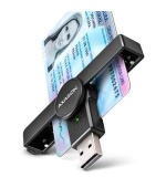 AXAGON CRE-SMPA Skládací kapesní USB-A čtečka kontaktních Smart karet. Vhodná pro aplikaci eObčanka.