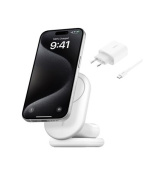Belkin BOOST CHARGE™ Qi2 15W 2v1 Magnetický nabíjecí stojan, skládací, bílá