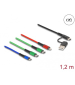 Delock Nabíjecí kabel USB 4 v 1 USB Typu-A + USB-C™ na Lightning™ / Micro USB / 2 x USB Type-C™, 1,20 m
