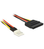 Delock napájecí kabel SATA 15 pin samec > 4 pin floppy samec 24 cm