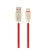 GEMBIRD CABLEXPERT Kabel USB 2.0 AM na Type-C kabel (AM/CM), 1m, pogumovaný, červený, blister, PREMIUM QUALITY