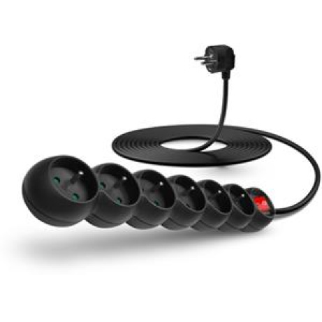 CONNECT IT prodlužovací kabel 230 V, 6 zásuvek, 3 m, s vypínačem (černý)