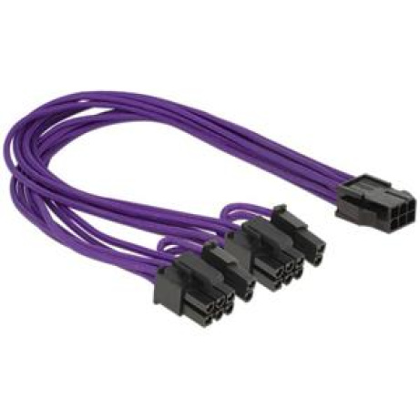 Delock napájecí kabel PCI Express 6 pin samice > 2 x 8 pin samec textilní stínění fialové