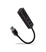AXAGON HMA-CR3A, USB 3.2 Gen 1 hub, porty 3x USB-A + čtečka karet SD/microSD, kovový, kabel USB-A 20
