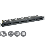 19" ISDN panel Solarix 25 x RJ45 černý 1U SX25-ISDN-BK