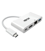 Mini dokovací stanice USB-C / HDMI, USB 3.0, GbE, 60W nabíjení, HDCP, bílá