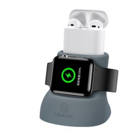 USAMS ZJ051 Nabbíjecí Stojánek pro Apple Watch/Airpods Grey