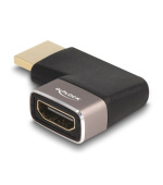 Delock Adaptér HDMI, ze zástrčky na zásuvku, 90° zahnutá doprava 8K 60 Hz, šedá kovová