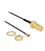 Delock Antenna Cable RP-SMA jack bulkhead > MHF/ U.FL-LP-068 compatible plug 100 mm thread length 10 mm